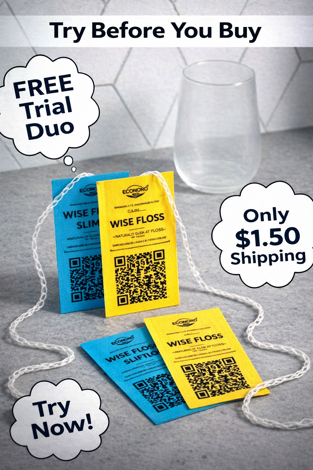 Wise Floss Sample Duo (50 cm Mint/Wax)