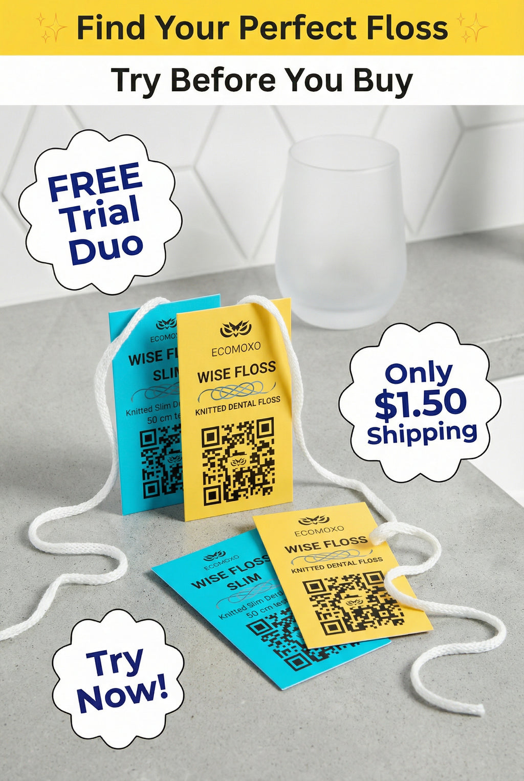 WHOLESALE - Wise Floss Sample Duo (50 cm Mint/Wax) -250 each