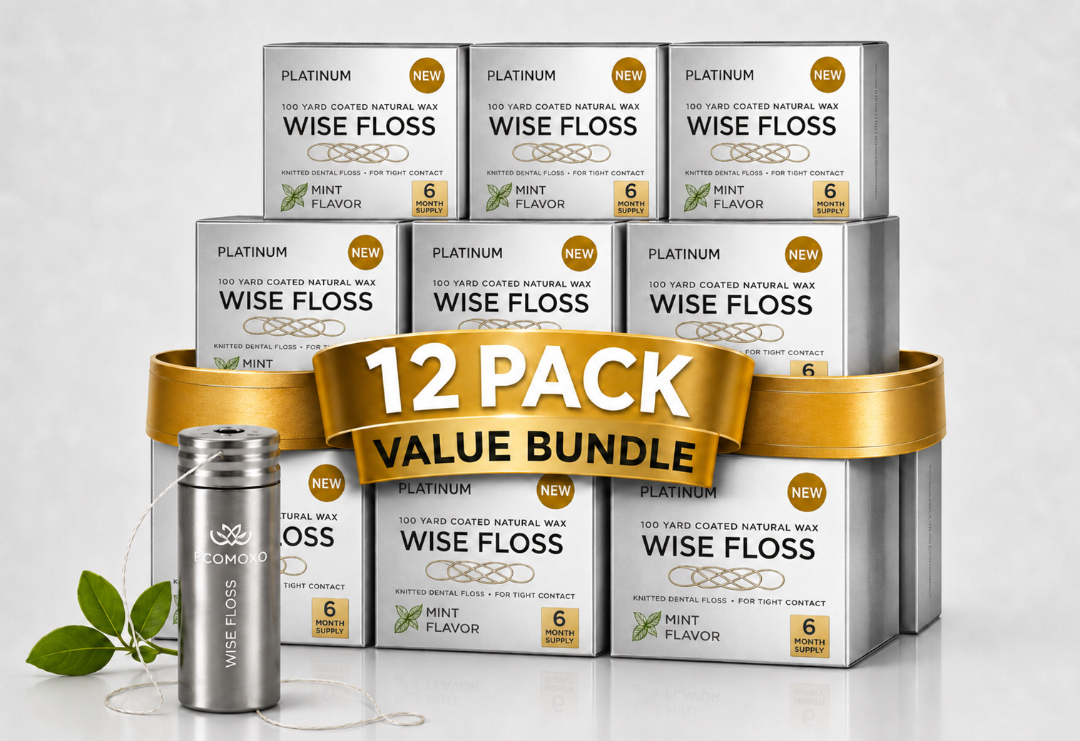 Wise Floss PLATINUM (For Tight Contact) - 6 Month Supply - 12 pack