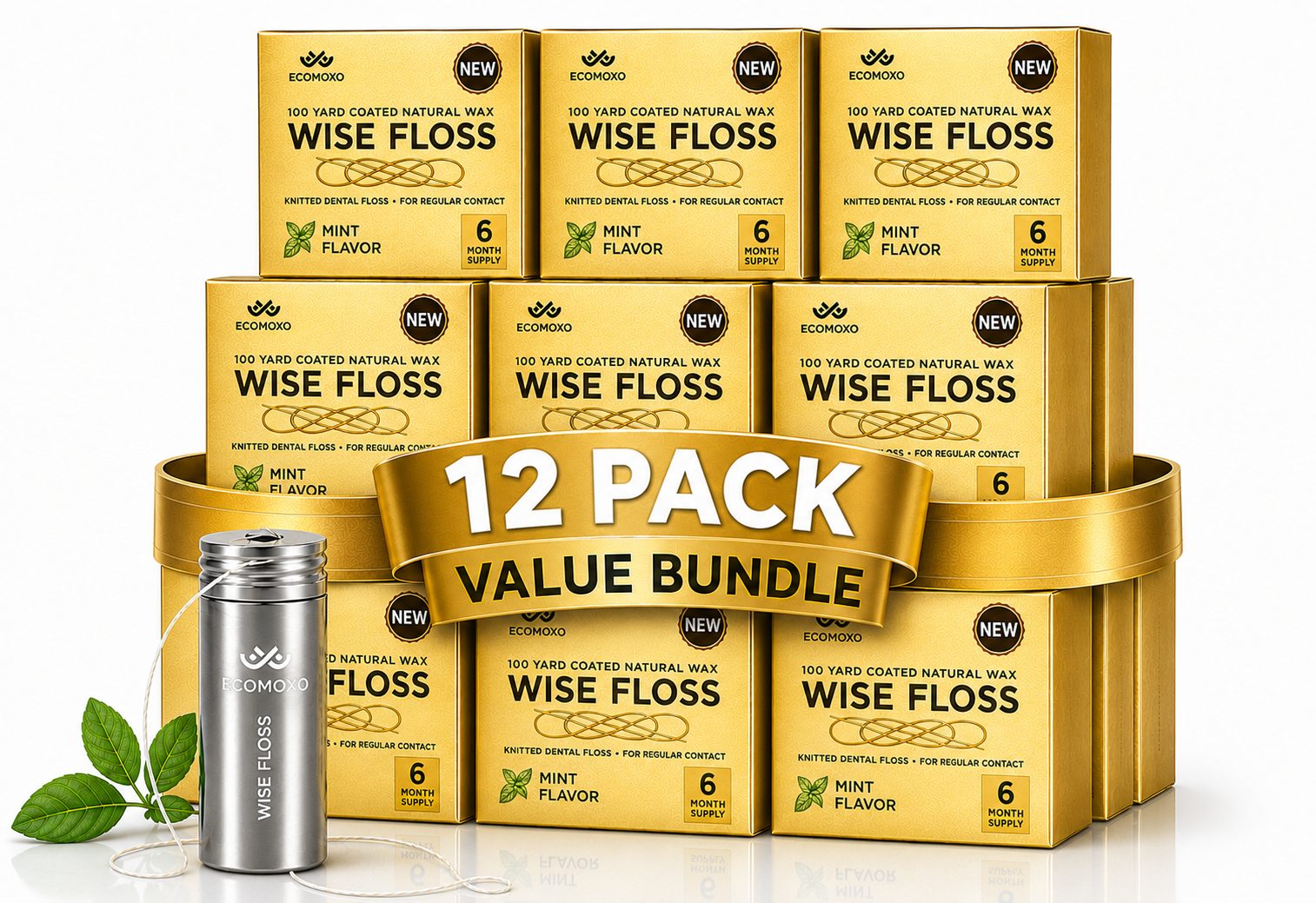 Wise Floss GOLD (For Regular Contact) - 6 Month Supply - 12 pack